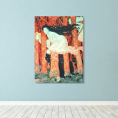 Drie vrouwen en drie wolven (w/c) canvas afdruk (Insitu (Houten vloer))