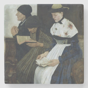 Drie Vrouwen in de Kerk, 1882 Stenen Onderzetter