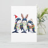 Drie walvissen dragen kerstmuts bedankkaart (Staand voorkant)