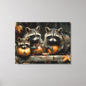 Drie Wasberen en Pompoenen Herfst 32x24 Canvas Afdruk (Voorkant)