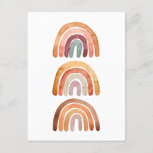 Drie Waterverf "Earthy Modern Boho Rainbow" Briefkaart