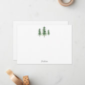 Drie Waterverf pijnbomen Notitiekaartje (Voorkant / Achterkant in situ)