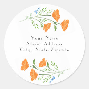 Drie Waterverf Poppies Bouquet-labels Ronde Sticker