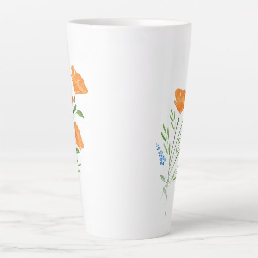 Drie Waterverf Poppies Bouquet Latte Mok (Voorkant)