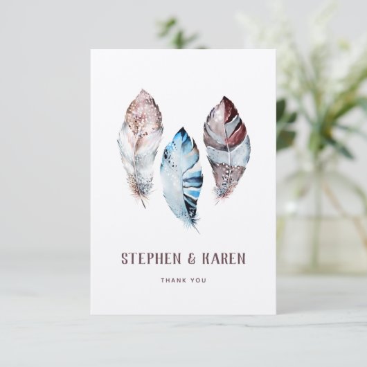 Drie Waterverf van de Elegant Wedding Bedankkaart (Staand voorkant)