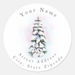 Drie Waterverf Winter Tree labels