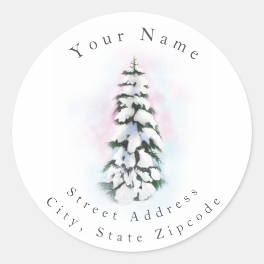 Drie Waterverf Winter Tree labels (Voorkant)