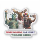 Drie Werelden Eén Hart 2026 Voetbal Eenheid Sticke Sticker (Voorkant)