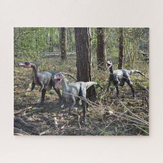 Drie werkende dinosaurussen puzzle legpuzzel (Horizontaal)