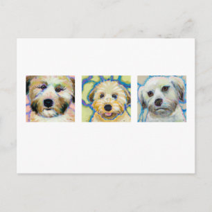 Drie Wheaten Terrier-schilderijen - leuke hondenku Briefkaart