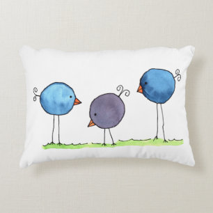 Drie Whimsical Watercolor Vogels Accent Kussen