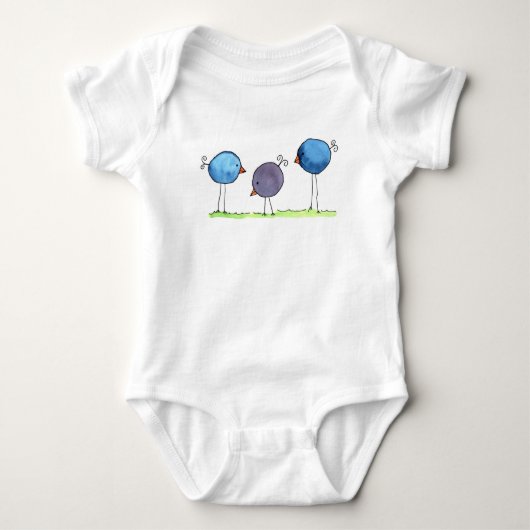 Drie Whimsical Watercolor Vogels Romper (Voorkant)