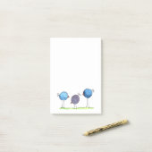 Drie Whimsical Waterverf Vogels Post-it® Notes (Op bureau)