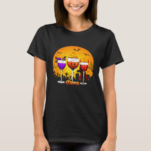 Drie wijnglazen Halloween Shirt Grappige Pompoen H