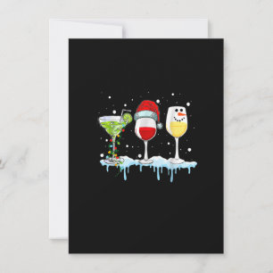Drie wijnglazen Kerstmis Sneeuwman Kerstman Muts K Kaart