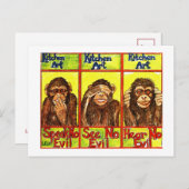 Drie Wijze Apen Briefkaart (Voorkant / Achterkant)