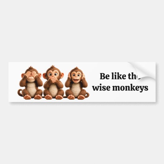 Drie Wijze Apen Bumpersticker (Voorkant)