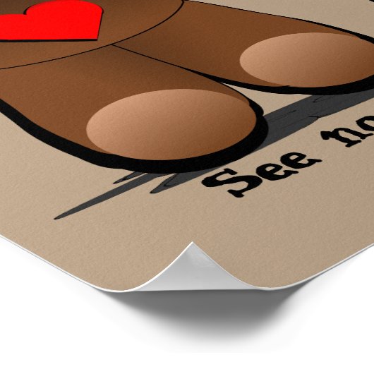 Drie Wijze apen, Teddy Bear Print (Hoek)