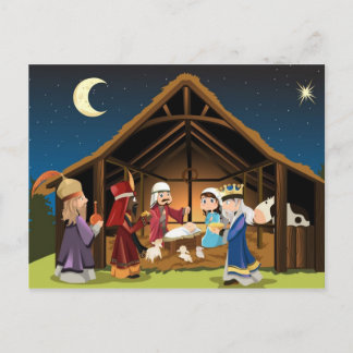 Drie wijze mannen bezoeken Jezus Briefkaart