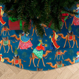 Drie wijze mannen koningen & kamelen blauw overal kerstboom rok