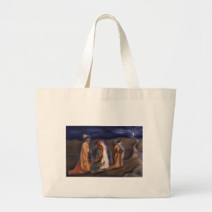 Drie Wijze Mannen na de geboorte Koning Bethlehem Grote Tote Bag