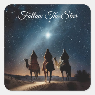 Drie wijze Mannen volgen de Star Christmas Vierkante Sticker