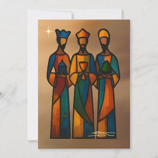 Drie Wijzen Abstract Feestdagenkaart (Voorkant)