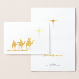 Drie Wijzen met Kerstster Goud Folie Kaarten