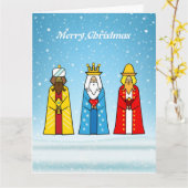 Drie Wijzen op lichtblauw Kaart (Gele Bloem)