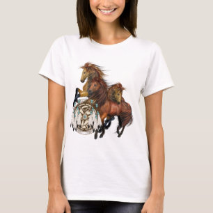 Drie Wilde Stallions en Mandala Shirt
