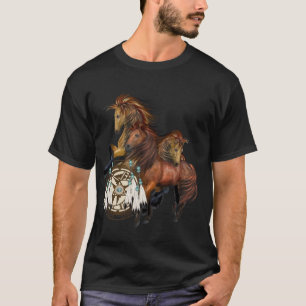 Drie Wilde Stallions en Mandala Shirt
