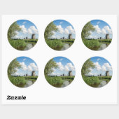 Drie windmolens en een gracht rond de sticker (Vel)