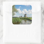 Drie windmolens en een gracht sticker (Tas)