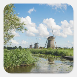 Drie windmolens en een kanaalsticker vierkante sticker