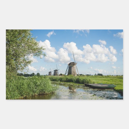 Drie windmolens en een rechthoekige gracht sticker (Voorkant)