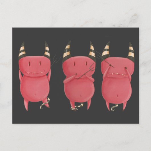 Drie Wise Devils - Little Devils art Briefkaart (Voorkant)