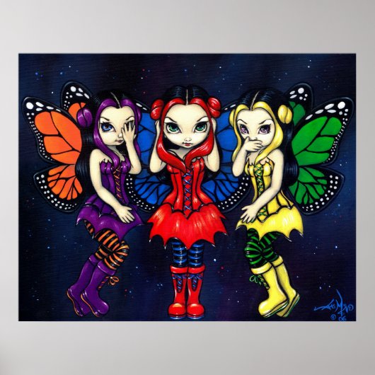 Drie Wise Faeries Gothic Firy Art Print (Voorkant)