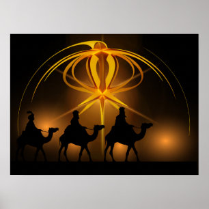Drie Wise-Mannen en Advent Star Merry-kerst Poster