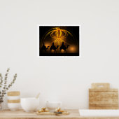 Drie Wise-Mannen en Advent Star Merry-kerstpos Poster (Keuken)