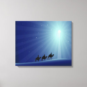DRIE WISE MANNEN GAAN NAAR DE STAR VAN BETHLEHEM CANVAS AFDRUK