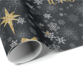 Drie-Wise Mannen Gold Black kerstpapier met kersti Cadeaupapier (Rol Hoek)