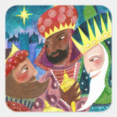 Drie Wise-mannen kerstavond Vierkante Sticker (Voorkant)