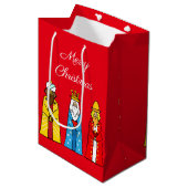 Drie Wise-Mannen op Red Medium Gift Bag Cadeauzakje (Voorkant Gekanteld)
