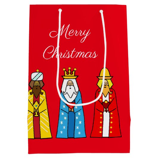Drie Wise-Mannen op Red Medium Gift Bag Medium Cadeauzakje (Achterkant)