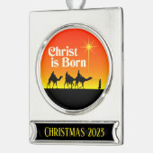 Drie Wise Mannen Star van Bethlehem Kerstmis Verzilverd Banner Ornament (Links)