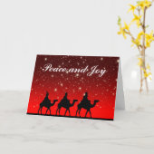DRIE WISE MANNEN VREDE EN JOY CUSTOM CHRISTMAS KAART (Gele Bloem)