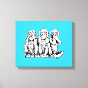 Drie Wise Monkeys 3D Species Pop Art Print