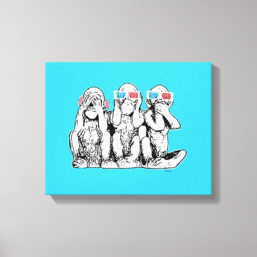 Drie Wise Monkeys 3D Species Pop Art Print (Voorkant)