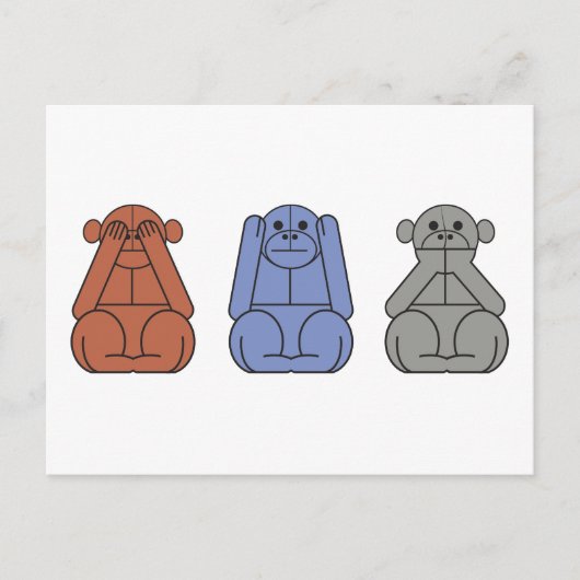 Drie Wise Monkeys Briefkaart (Voorkant)