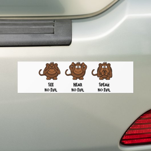 Drie Wise Monkeys Bumpersticker (Op auto)